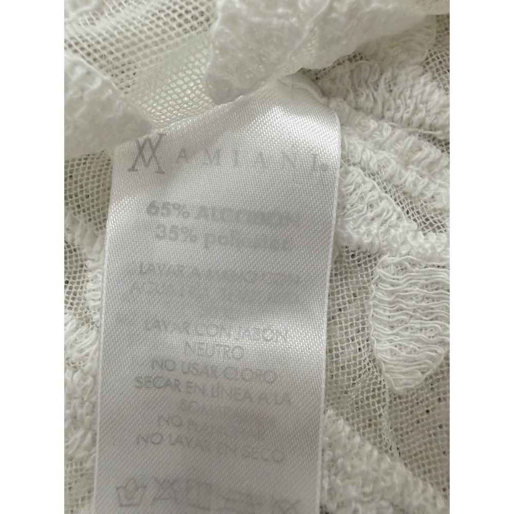 Amiani Lace Cover Up Womens Medium Boho Floral Tassel Trim White Excellent - Picture 5 of 6